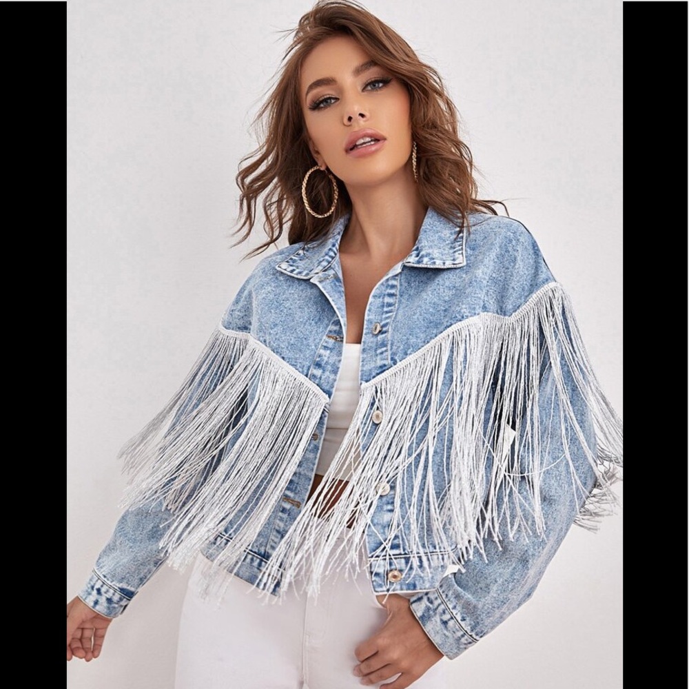 SHEIN - FRINGE JEAN JACKET - SIZE M